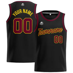 Benutzerdefinierte Authentisch  Basketball Trikot Schwarz-Burgund