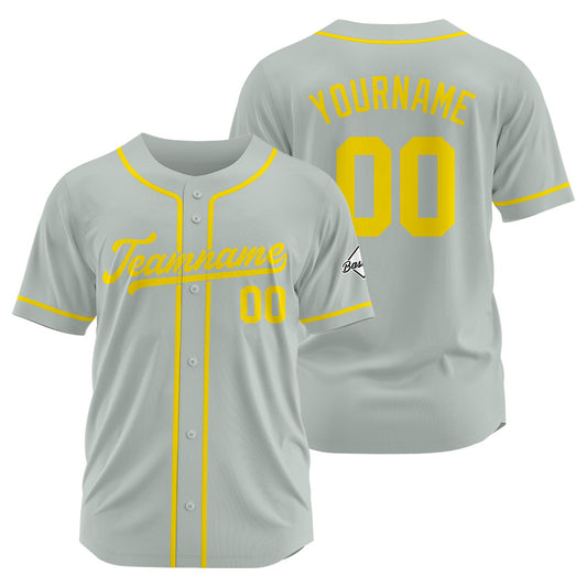 Benutzerdefinierte Authentisch Baseball-Trikot Grau-Gelb