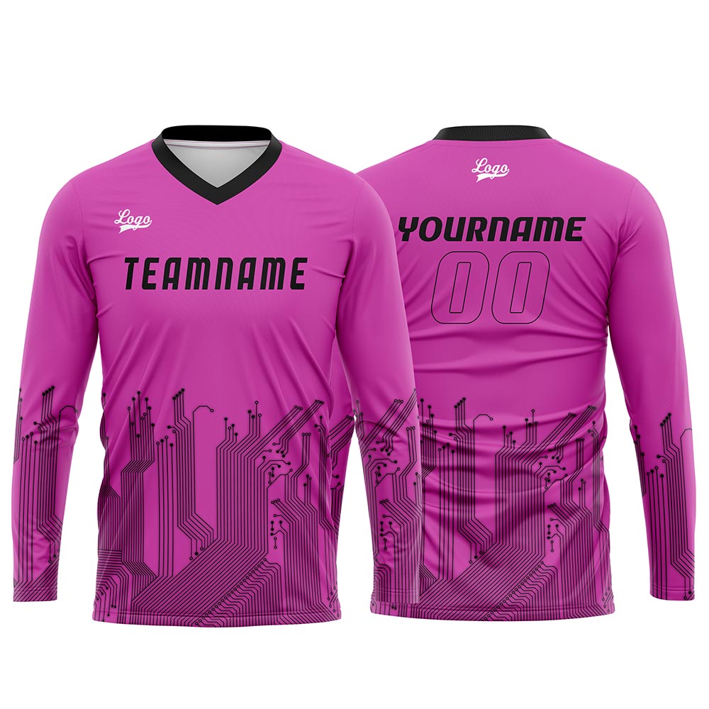 Kundenspezifisches Rosa Schwarz Basketball Fußball Schießen langes T-Shirt für Erwachsene und Kinder