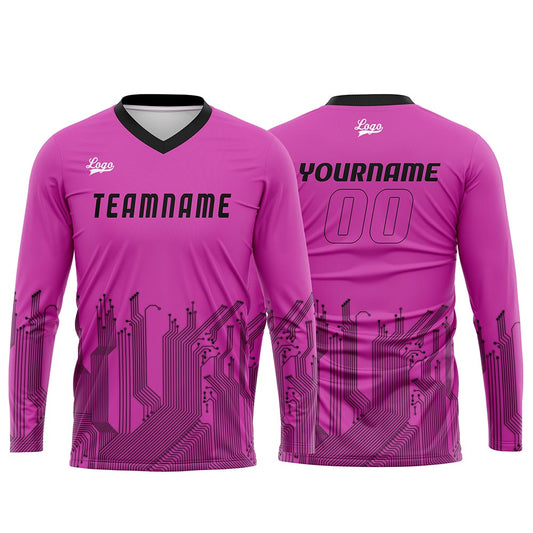 Kundenspezifisches Rosa Schwarz Basketball Fußball Schießen langes T-Shirt für Erwachsene und Kinder