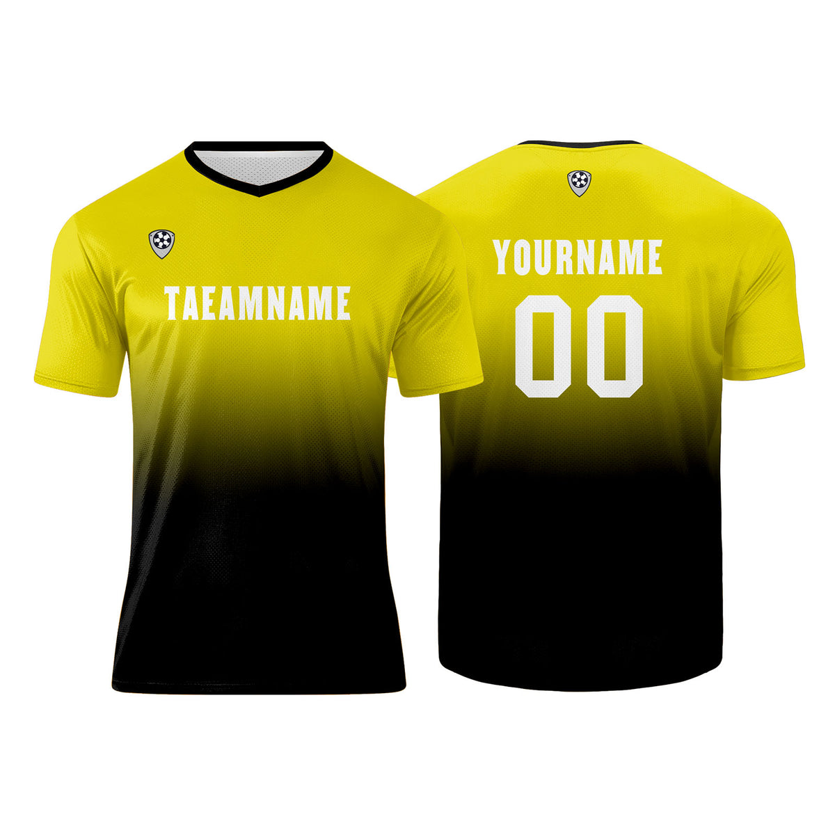 Benutzerdefinierte Gelb Schwarz Trikots für Männer Frauen Personalisierte Fußball Uniformen für Erwachsene und Kind