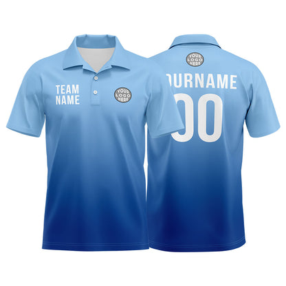 Benutzerdefinierte Hellblau Fußball Polo-Shirts Fügen Sie Ihr Einzigartiges hinzu Logo/Name/Nummer