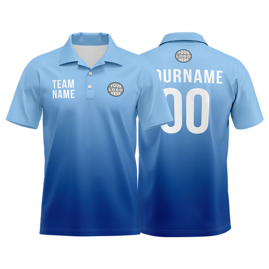 Benutzerdefinierte Hellblau Fußball Polo-Shirts Fügen Sie Ihr Einzigartiges hinzu Logo/Name/Nummer