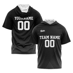 Benutzerdefinierte Schwarz Kurzarm-Kapuzenpullover für Männer Frauen Hemden mit Kapuzen gedruckt Name Logo