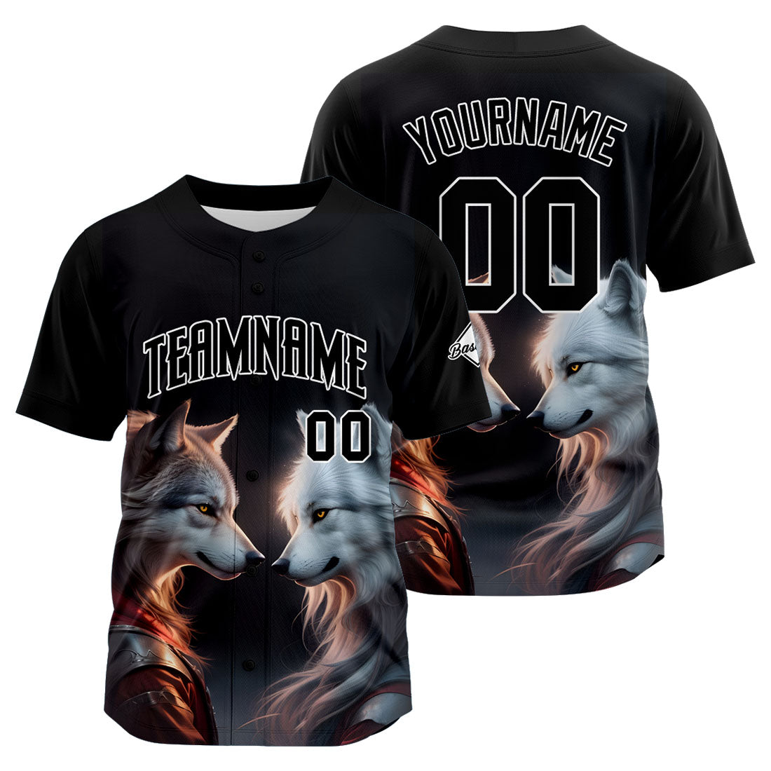 Benutzerdefinierte Baseball Jersey Personalisierte Baseball Shirt genäht und Druck Samurai Wolf