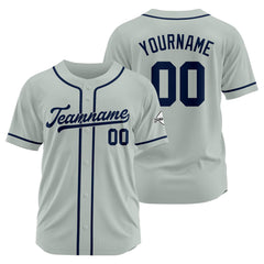 Benutzerdefinierte Authentisch Baseball-Trikot Grau-Marine