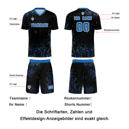 Benutzerdefinierte Blau Trikots für Männer Frauen Personalisierte Fußball Uniformen für Erwachsene und Kind