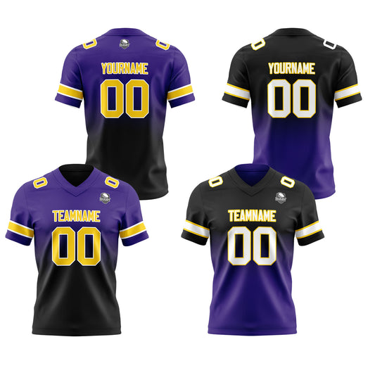 Benutzerdefinierte Lila Schwarz Reversibel Genäht Fußball Trikot Personalisierte Gradient Fußball Shirts für Männer gedruckt Team Name Nummer Logo