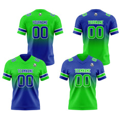 Benutzerdefinierte Grün Blau Reversibel Genäht Fußball Trikot Personalisierte Gradient Fußball Shirts für Männer gedruckt Team Name Nummer Logo