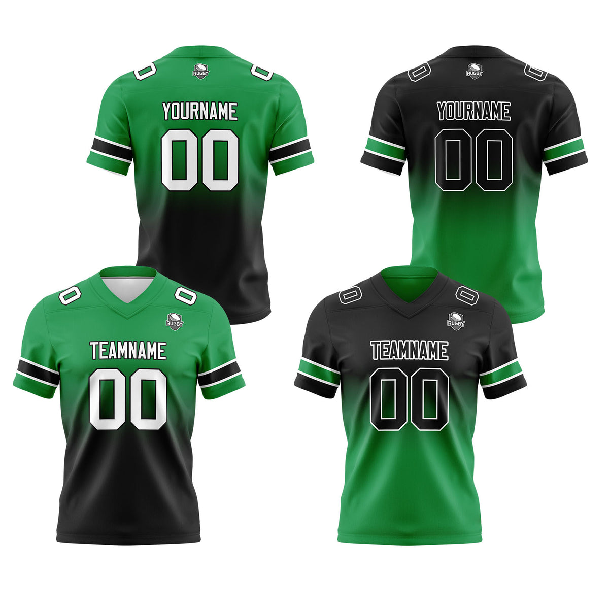 Benutzerdefinierte Grün Schwarz Reversibel Genäht Fußball Trikot Personalisierte Gradient Fußball Shirts für Männer gedruckt Team Name Nummer Logo