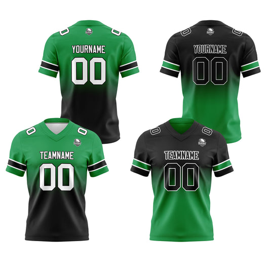 Benutzerdefinierte Grün Schwarz Reversibel Genäht Fußball Trikot Personalisierte Gradient Fußball Shirts für Männer gedruckt Team Name Nummer Logo