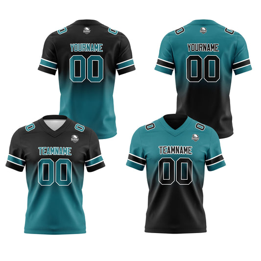 Benutzerdefinierte Schwarz Grün Reversibel Genäht Fußball Trikot Personalisierte Gradient Fußball Shirts für Männer gedruckt Team Name Nummer Logo
