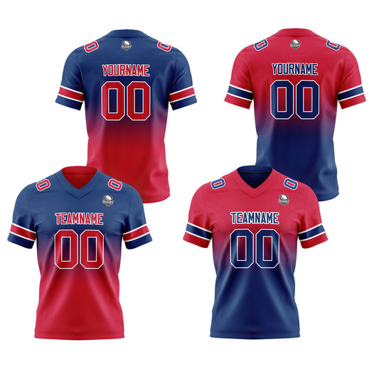 Benutzerdefinierte Marine Rot Reversibel Genäht Fußball Trikot Personalisierte Gradient Fußball Shirts für Männer gedruckt Team Name Nummer Logo