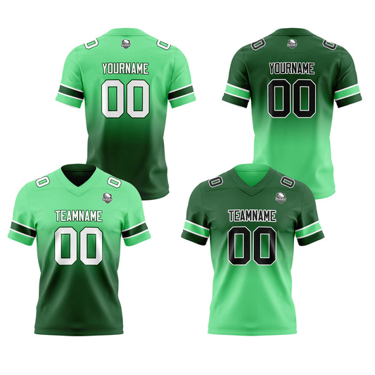 Benutzerdefinierte Grün Reversibel Genäht Fußball Trikot Personalisierte Gradient Fußball Shirts für Männer gedruckt Team Name Nummer Logo