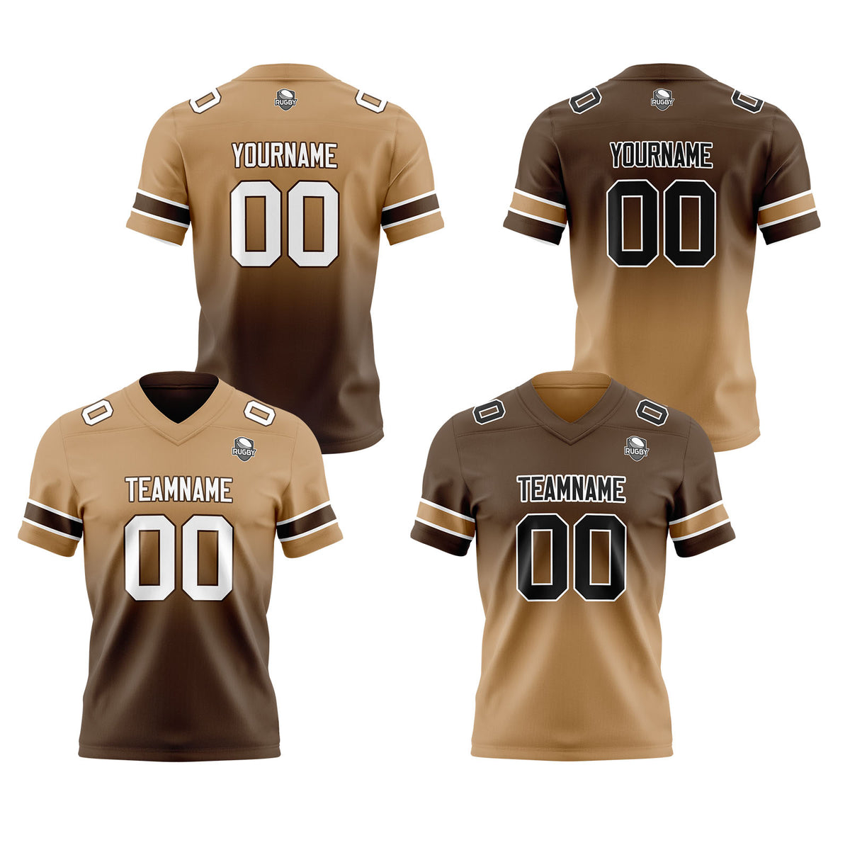 Benutzerdefinierte Braun Reversibel Genäht Fußball Trikot Personalisierte Gradient Fußball Shirts für Männer gedruckt Team Name Nummer Logo
