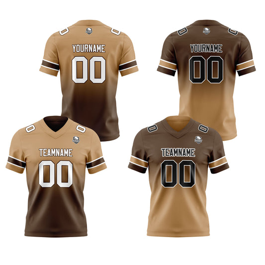Benutzerdefinierte Braun Reversibel Genäht Fußball Trikot Personalisierte Gradient Fußball Shirts für Männer gedruckt Team Name Nummer Logo