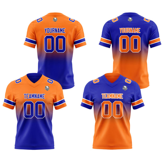 Benutzerdefinierte Orange Königliche Reversibel Genäht Fußball Trikot Personalisierte Gradient Fußball Shirts für Männer gedruckt Team Name Nummer Logo
