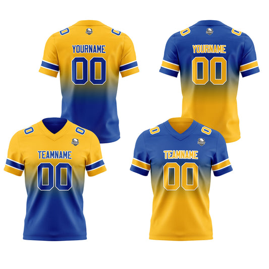 Benutzerdefinierte Gelb Blau Reversibel Genäht Fußball Trikot Personalisierte Gradient Fußball Shirts für Männer gedruckt Team Name Nummer Logo