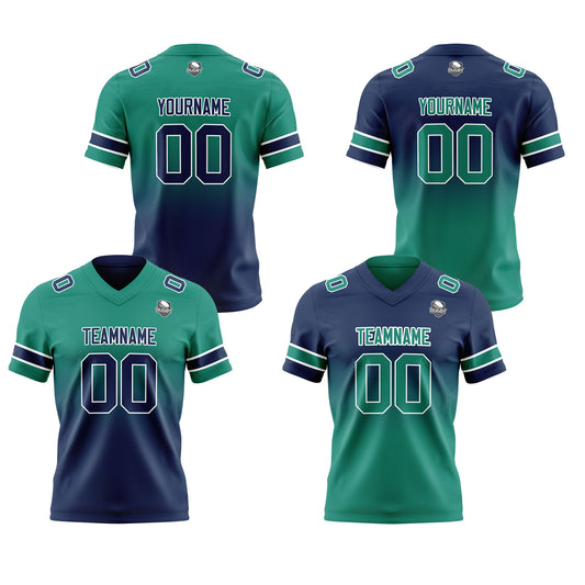 Benutzerdefinierte Grün Marine Reversibel Genäht Fußball Trikot Personalisierte Gradient Fußball Shirts für Männer gedruckt Team Name Nummer Logo