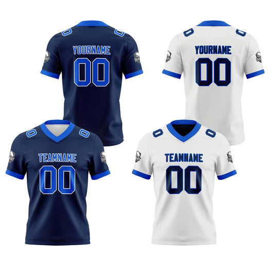 Benutzerdefinierte Marine Weiß Reversibel Genäht Fußball Trikot Personalisierte Fußball Shirts für Männer gedruckt Team Name Nummer Logo