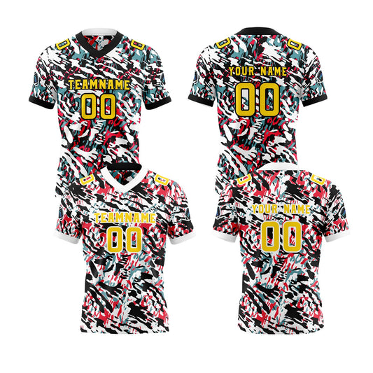 Benutzerdefinierte Rot Gelb Reversibel Fußball Trikot Personalisierte Gradient Fußball Shirts für Männer gedruckt Team Name Nummer Logo