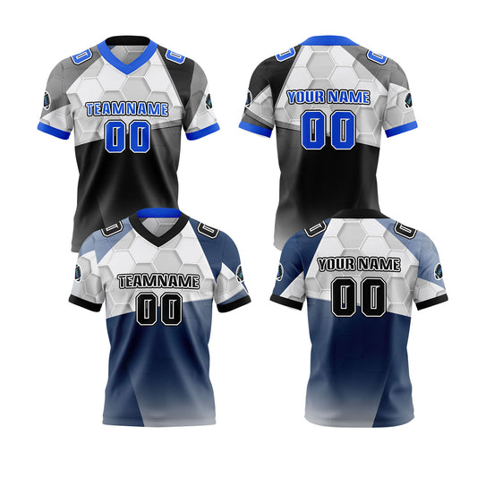 Benutzerdefinierte Schwarz Blau Reversibel Fußball Trikot Personalisierte Gradient Fußball Shirts für Männer gedruckt Team Name Nummer Logo