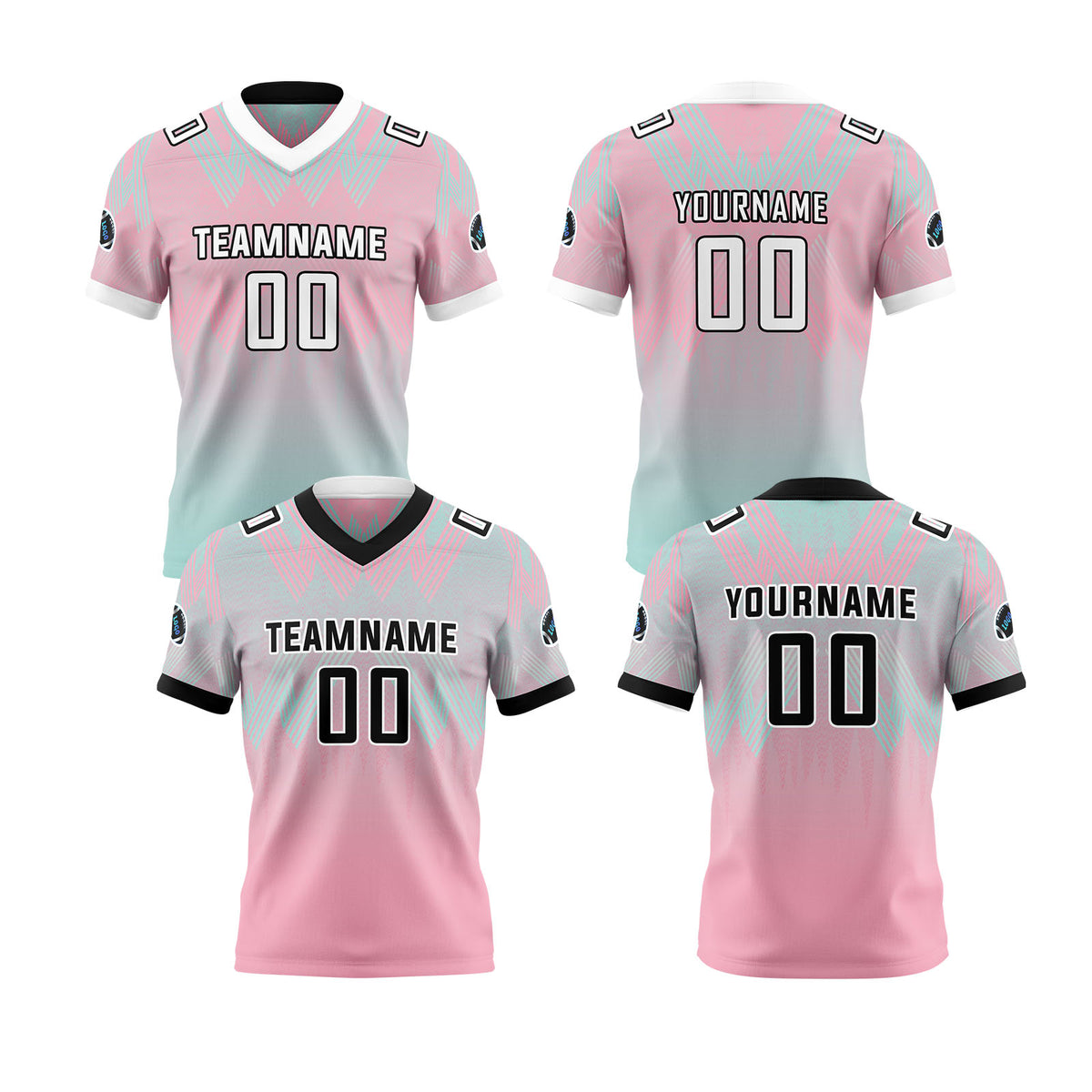 Benutzerdefinierte Blau Pulver Reversibel Fußball Trikot Personalisierte Gradient Fußball Shirts für Männer gedruckt Team Name Nummer Logo