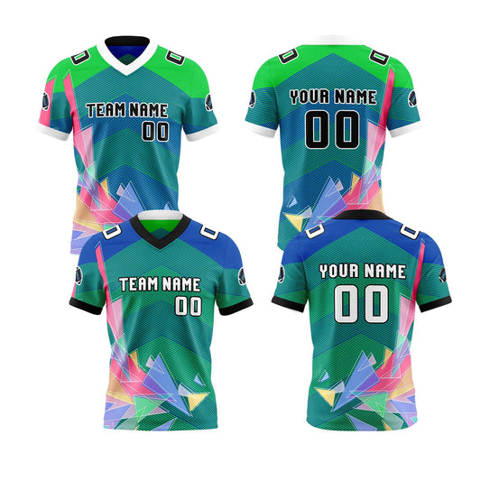 Benutzerdefinierte Blau Grün Reversibel Fußball Trikot Personalisierte Gradient Fußball Shirts für Männer gedruckt Team Name Nummer Logo