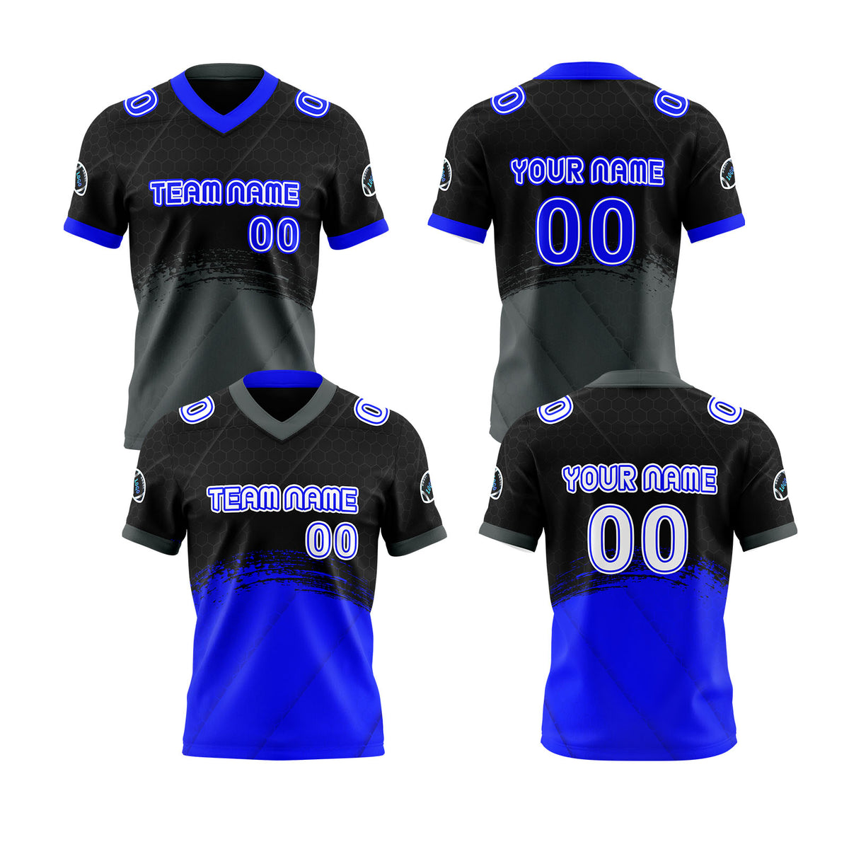Benutzerdefinierte Blau Weiß Reversibel Fußball Trikot Personalisierte Gradient Fußball Shirts für Männer gedruckt Team Name Nummer Logo