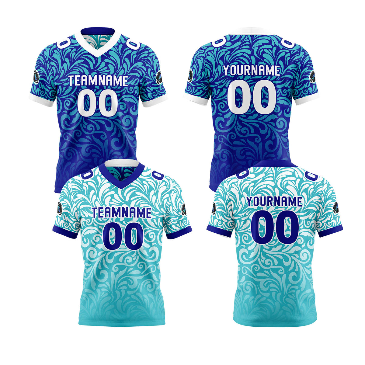 Benutzerdefinierte Blau Weiß Reversibel Fußball Trikot Personalisierte Gradient Fußball Shirts für Männer gedruckt Team Name Nummer Logo