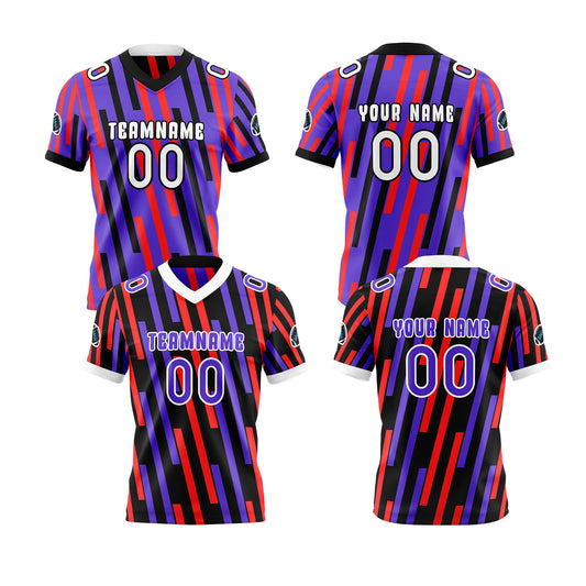 Benutzerdefinierte Rot Lila Reversibel Fußball Trikot Personalisierte Gradient Fußball Shirts für Männer gedruckt Team Name Nummer Logo