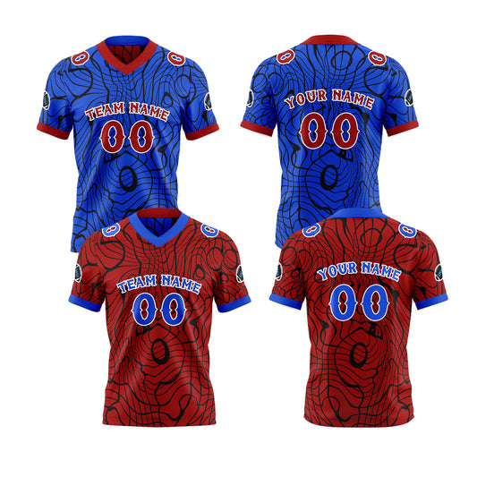 Benutzerdefinierte Blau Rot Reversibel Fußball Trikot Personalisierte Gradient Fußball Shirts für Männer gedruckt Team Name Nummer Logo