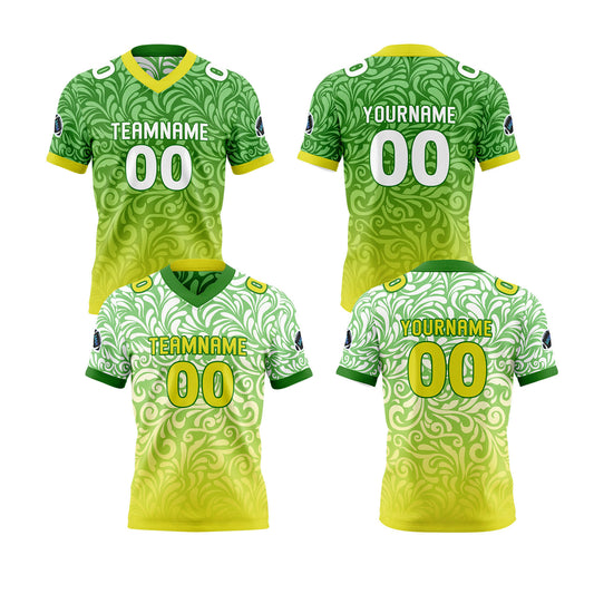 Benutzerdefinierte Grün Gelb Reversibel Fußball Trikot Personalisierte Gradient Fußball Shirts für Männer gedruckt Team Name Nummer Logo