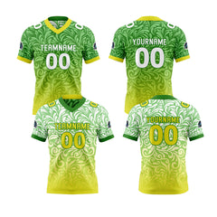 Benutzerdefinierte Grün Gelb Reversibel Fußball Trikot Personalisierte Gradient Fußball Shirts für Männer gedruckt Team Name Nummer Logo