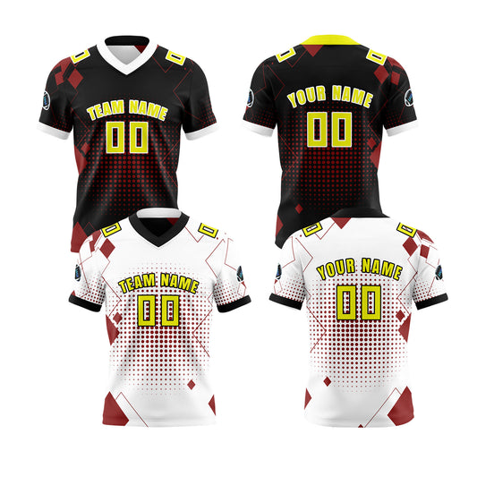 Benutzerdefinierte Weiß Gelb Reversibel Fußball Trikot Personalisierte Gradient Fußball Shirts für Männer gedruckt Team Name Nummer Logo