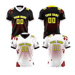 Benutzerdefinierte Weiß Gelb Reversibel Fußball Trikot Personalisierte Gradient Fußball Shirts für Männer gedruckt Team Name Nummer Logo