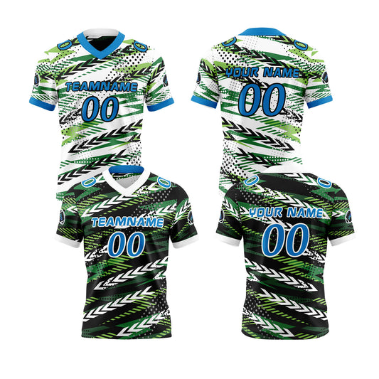 Benutzerdefinierte Blau Grün Reversibel Fußball Trikot Personalisierte Gradient Fußball Shirts für Männer gedruckt Team Name Nummer Logo