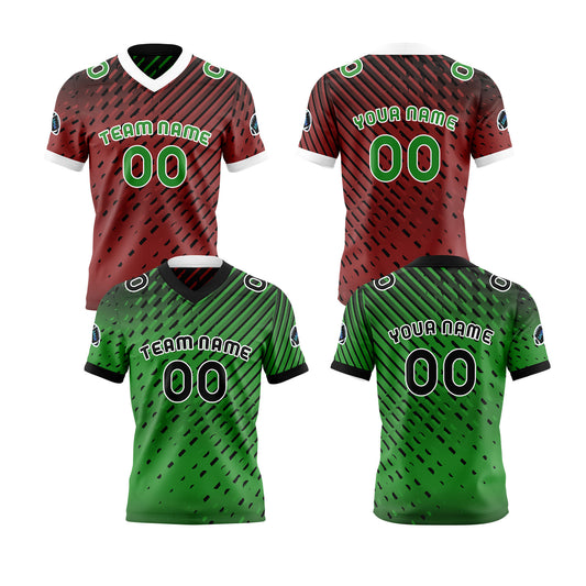 Benutzerdefinierte Grün Rot Reversibel Fußball Trikot Personalisierte Gradient Fußball Shirts für Männer gedruckt Team Name Nummer Logo
