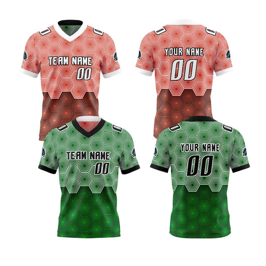 Benutzerdefinierte Rot Grün Reversibel Fußball Trikot Personalisierte Gradient Fußball Shirts für Männer gedruckt Team Name Nummer Logo