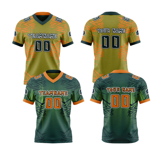 Benutzerdefinierte Grün Orange Reversibel Fußball Trikot Personalisierte Gradient Fußball Shirts für Männer gedruckt Team Name Nummer Logo