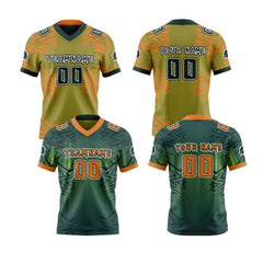 Benutzerdefinierte Grün Orange Reversibel Fußball Trikot Personalisierte Gradient Fußball Shirts für Männer gedruckt Team Name Nummer Logo