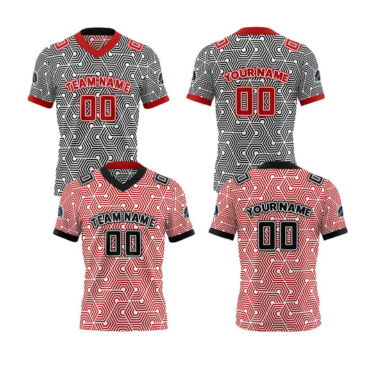 Benutzerdefinierte Rot Schwarz Reversibel Fußball Trikot Personalisierte Gradient Fußball Shirts für Männer gedruckt Team Name Nummer Logo
