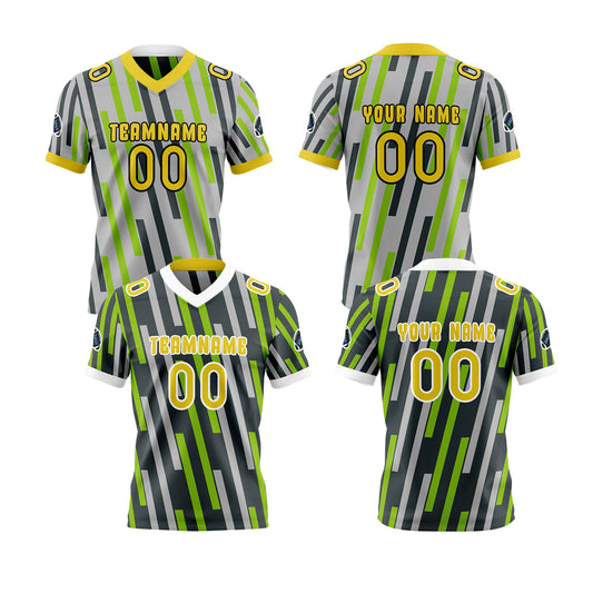 Benutzerdefinierte Grün Gelb Reversibel Fußball Trikot Personalisierte Gradient Fußball Shirts für Männer gedruckt Team Name Nummer Logo