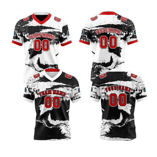 Benutzerdefinierte Schwarz Rot Reversibel Fußball Trikot Personalisierte Gradient Fußball Shirts für Männer gedruckt Team Name Nummer Logo