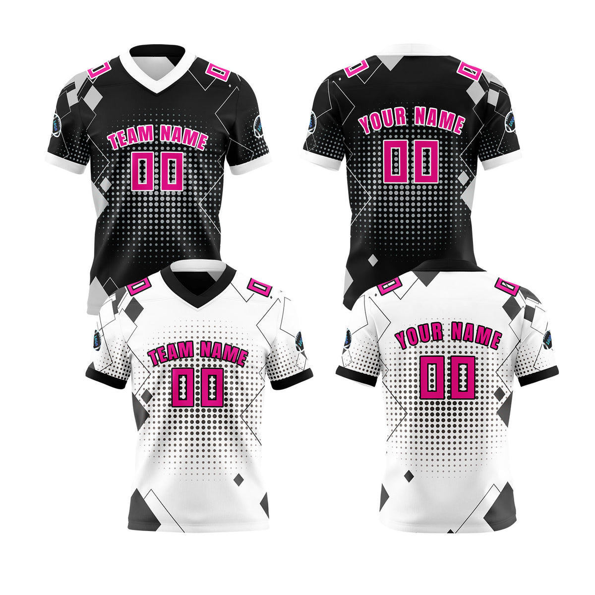 Benutzerdefinierte Weiß Rosa Reversibel Fußball Trikot Personalisierte Gradient Fußball Shirts für Männer gedruckt Team Name Nummer Logo