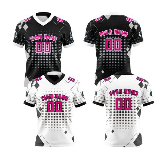 Benutzerdefinierte Weiß Rosa Reversibel Fußball Trikot Personalisierte Gradient Fußball Shirts für Männer gedruckt Team Name Nummer Logo