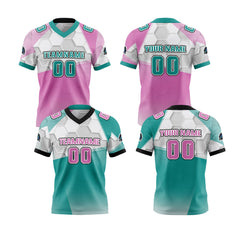 Benutzerdefinierte Grün Pulver Reversibel Fußball Trikot Personalisierte Gradient Fußball Shirts für Männer gedruckt Team Name Nummer Logo
