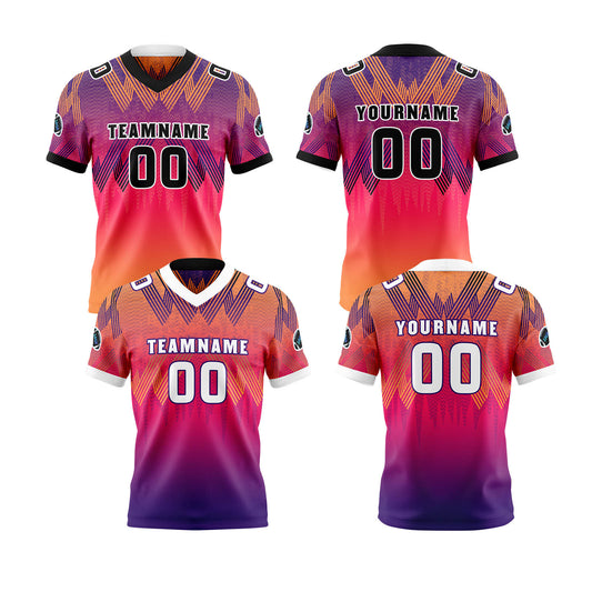 Benutzerdefinierte Lila Orange Reversibel Fußball Trikot Personalisierte Gradient Fußball Shirts für Männer gedruckt Team Name Nummer Logo