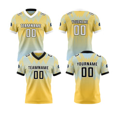Benutzerdefinierte Blau Gelb Reversibel Fußball Trikot Personalisierte Gradient Fußball Shirts für Männer gedruckt Team Name Nummer Logo