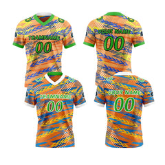 Benutzerdefinierte Orange Grün Reversibel Fußball Trikot Personalisierte Gradient Fußball Shirts für Männer gedruckt Team Name Nummer Logo